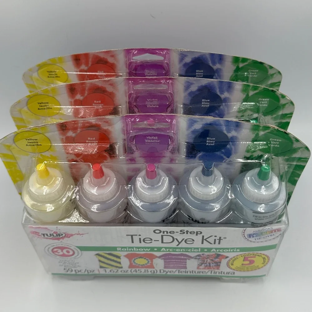 Tulip One-Step Tie-Dye Kit Rainbow Color Fabric Dye 5 Colors DIY - 3 Pack Bundle